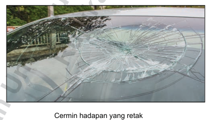 Cermin hadapan pecah
