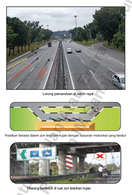 PEMANDUAN DI LEBUHRAYA

i. Suasana pemanduan di lebuh raya mungkin berbeza berbanding pemanduan di bandar dan di luar bandar. Justeru, bentuk-bentuk hazard dan risiko kemalangan juga mungkin berbeza.

ii. Pergerakan arus lalu lintas di lebuh raya adalah kebiasaannya dalam satu hala dan dalam kelajuan yang agak tinggi berbanding di jalan bandar atau luar bandar. Penumpuan yang penuh terhadap pemanduan sangat penting kepada pemandu bagi memastikan perjalanan yang selamat.

iii. Perkara yang perlu diberi perhatian oleh pemandu apabila memandu di lebuh raya adalah seperti berikut:
